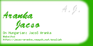 aranka jacso business card